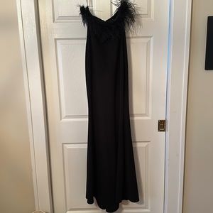 Black Strapless Feather Gown